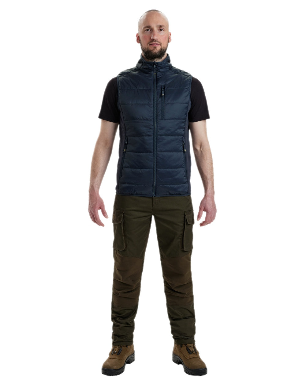 Dark Blue Coloured Deerhunter Heat Padded Waistcoat on white background #colour_dark-blue