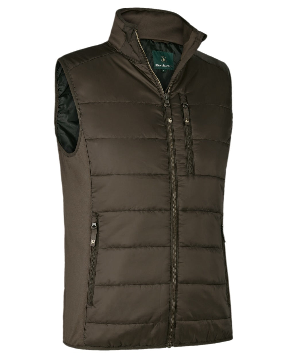 Wood Coloured Deerhunter Heat Padded Waistcoat on white background #colour_wood