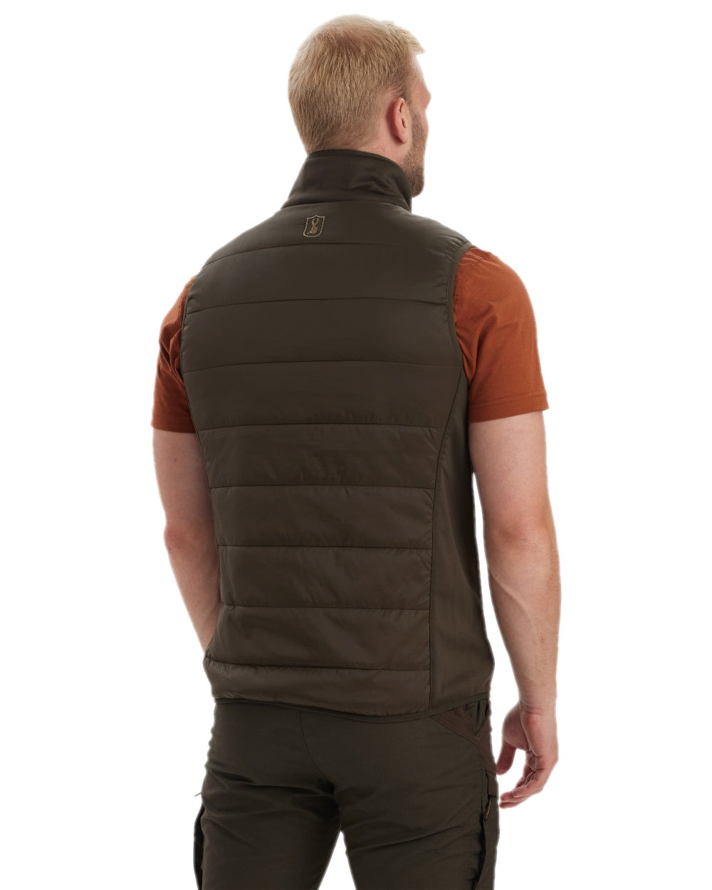 Wood Coloured Deerhunter Heat Padded Waistcoat on white background #colour_wood
