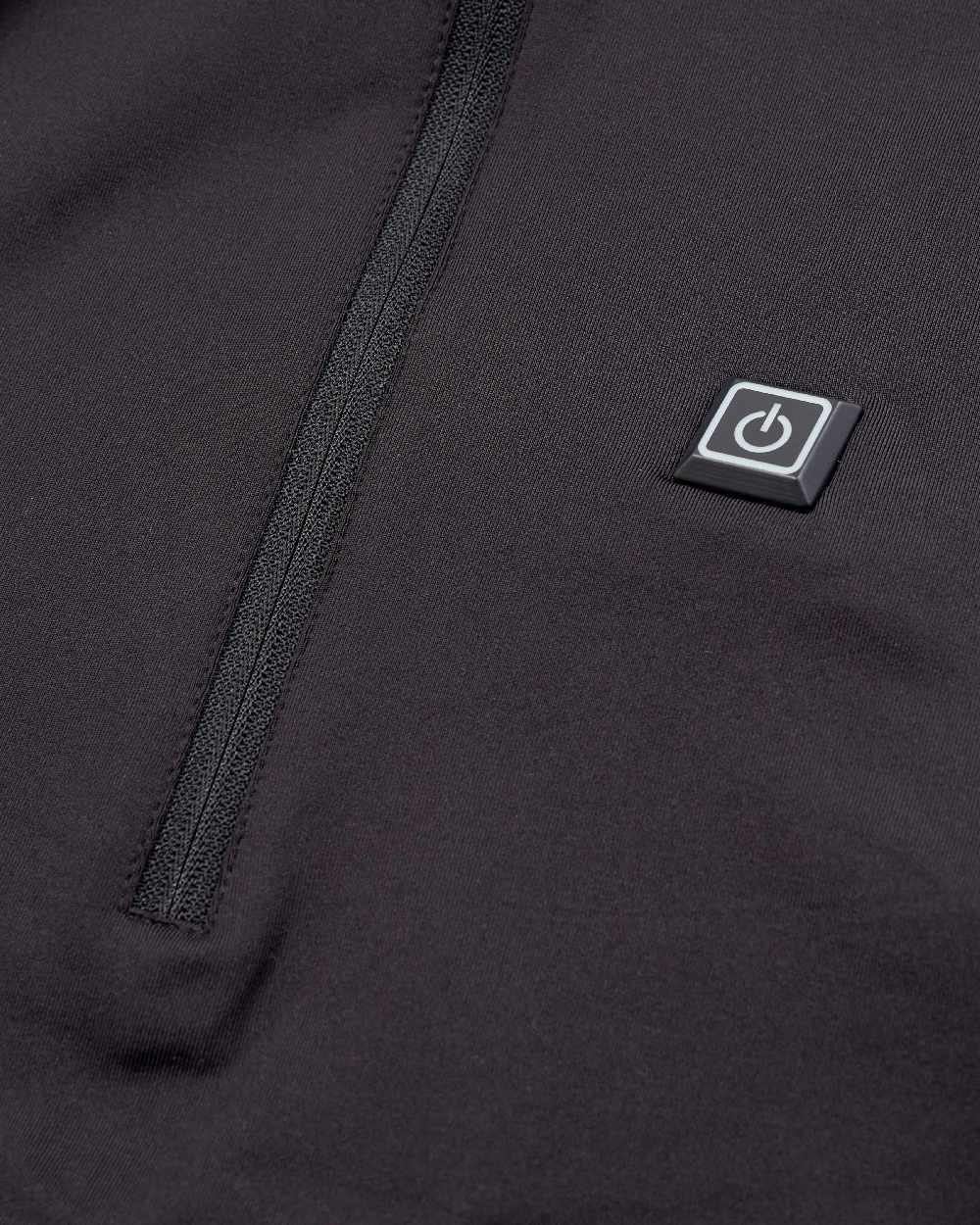 Black coloured Deerhunter Heat Undershirt with Zip Neck on white background #colour_black