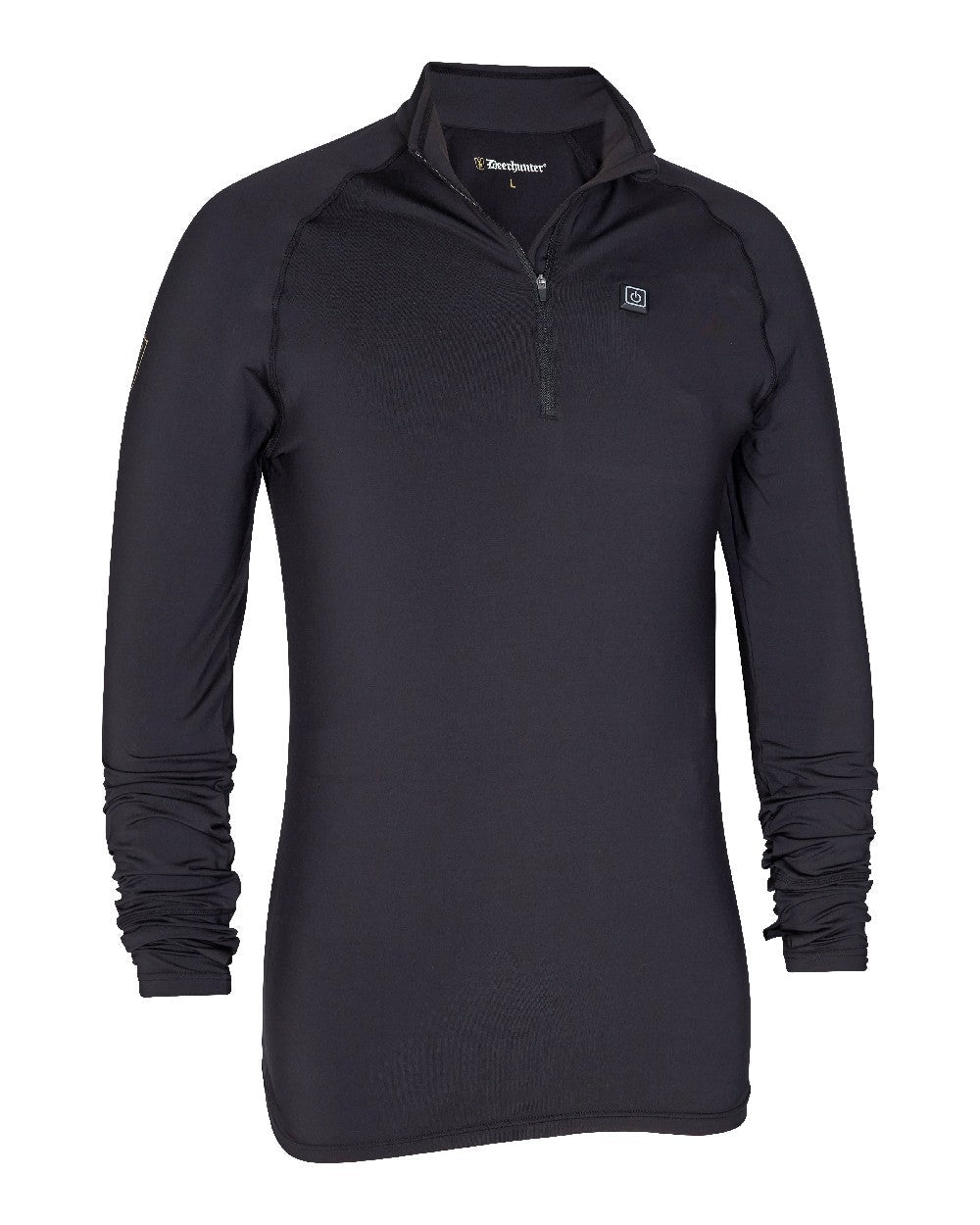 Black coloured Deerhunter Heat Undershirt with Zip Neck on white background #colour_black