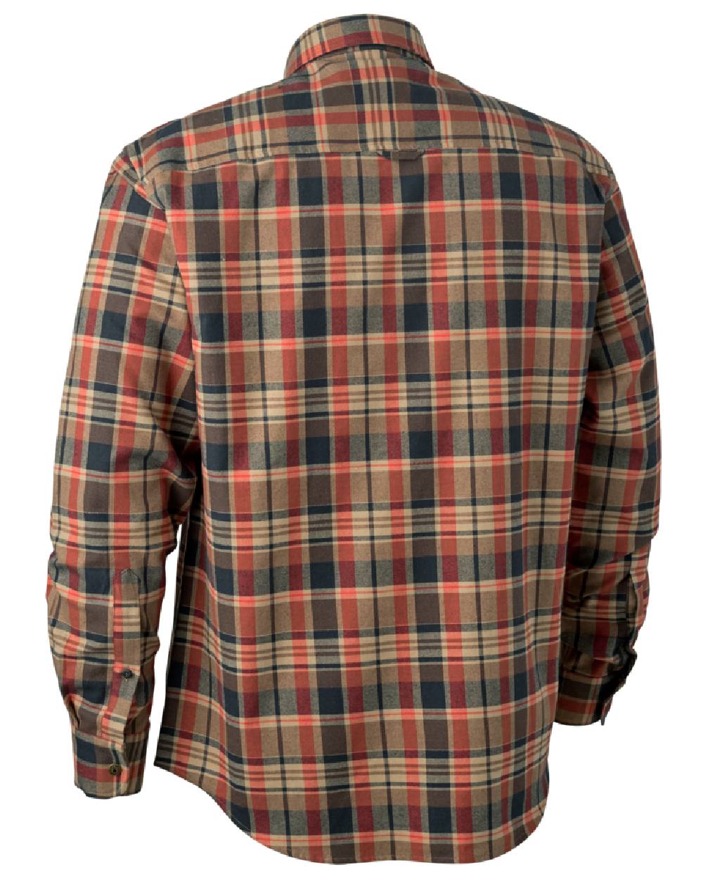 Orange check coloured Deerhunter Hektor Check Shirt on white background #colour_orange-check