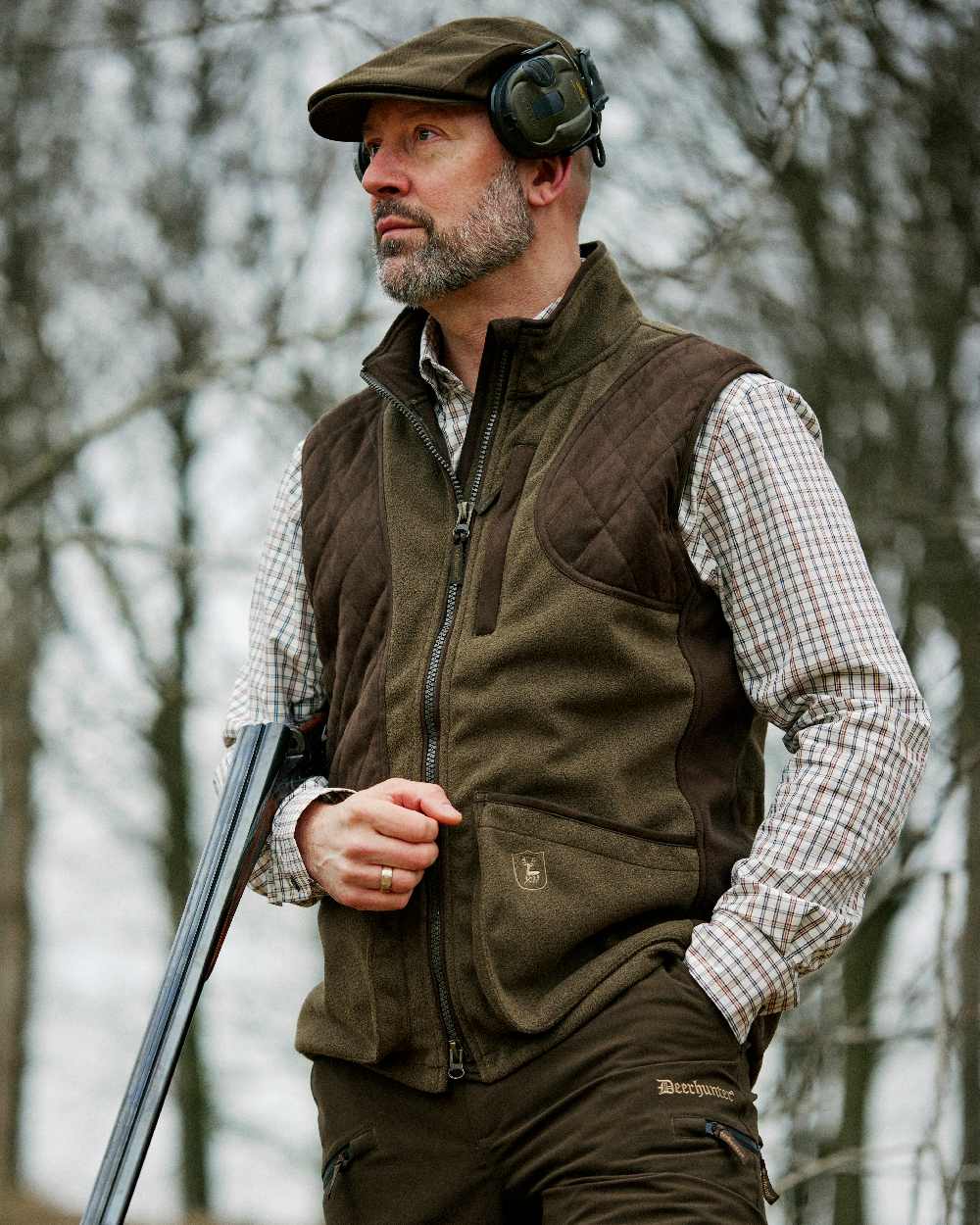 Green Check coloured Deerhunter Henry Shirt on blurry background #colour_green-check
