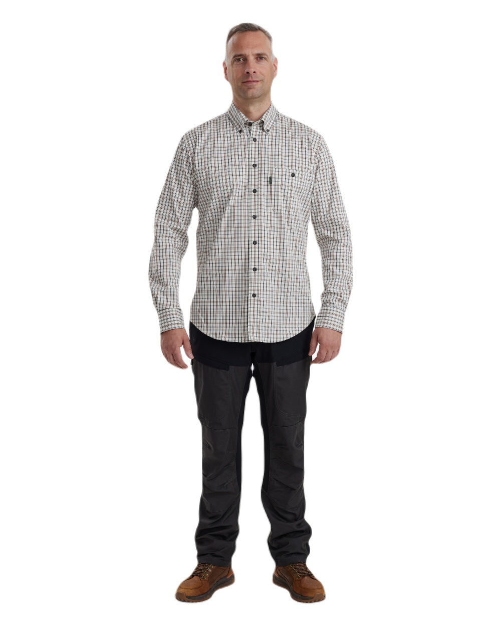 Green Check coloured Deerhunter Henry Shirt on white background #colour_green-check