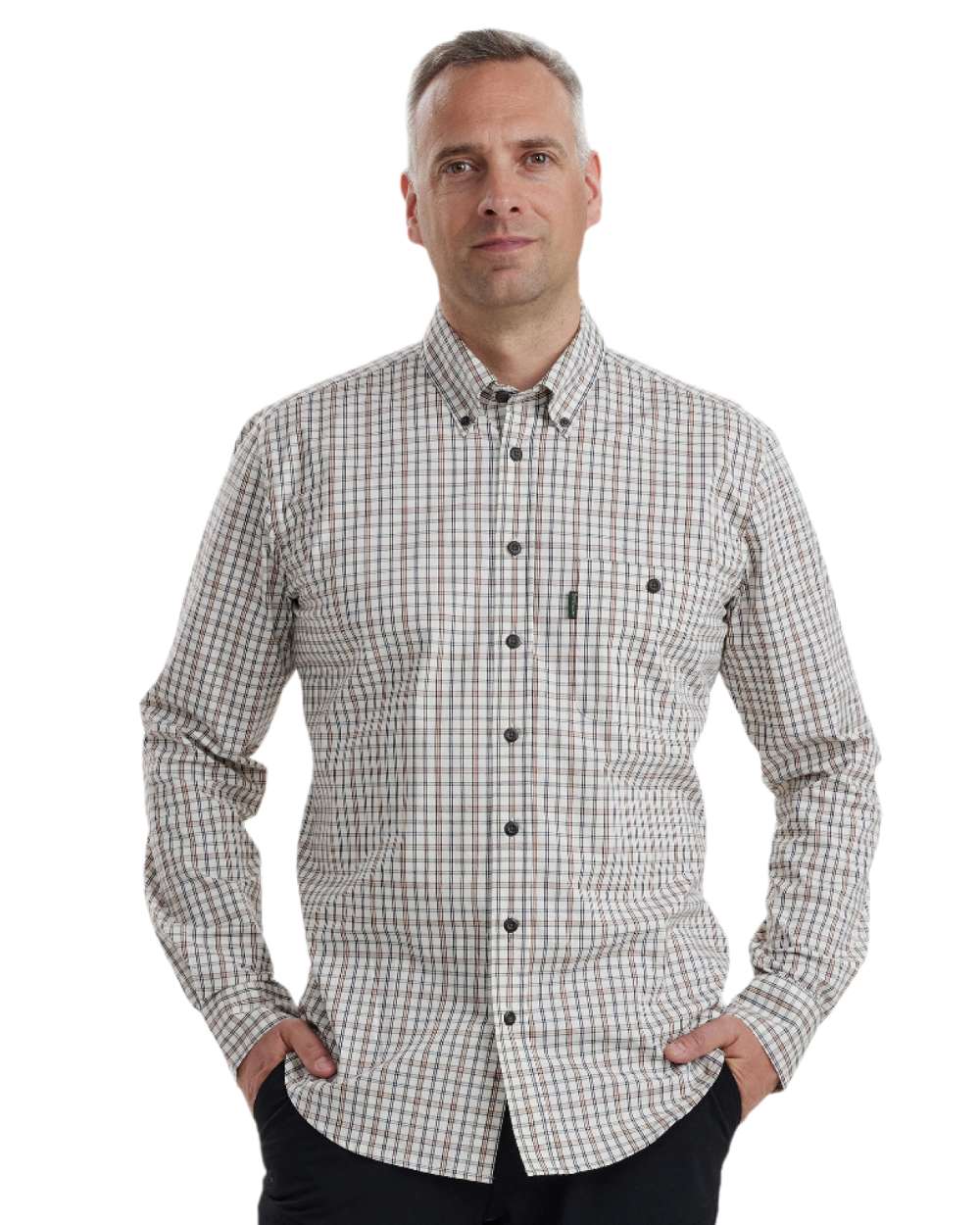 Green Check coloured Deerhunter Henry Shirt on white background #colour_green-check