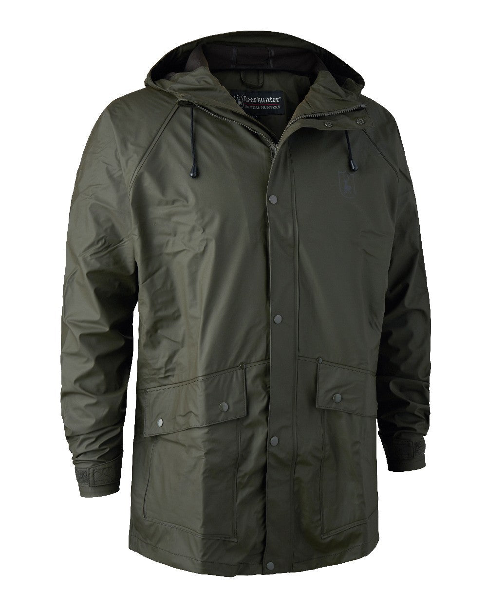 Art Green coloured Deerhunter Hurricane Rain Jacket on white background #colour_art-green
