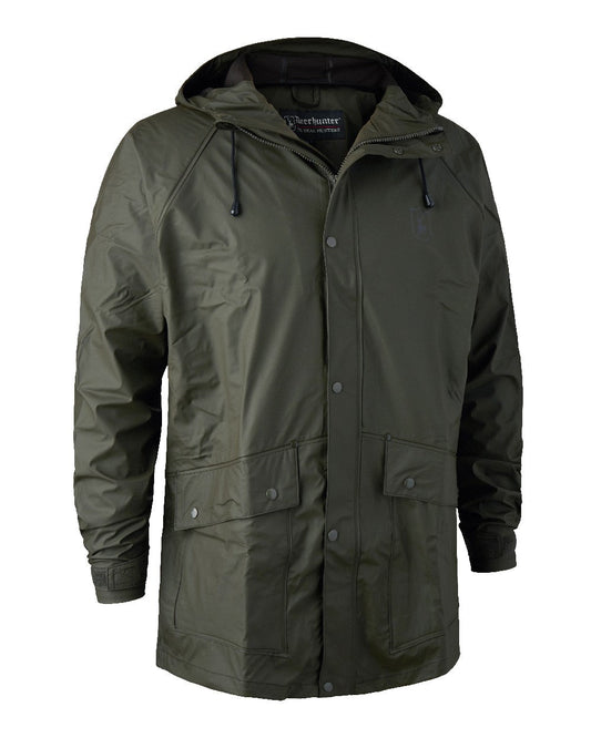 Art Green coloured Deerhunter Hurricane Rain Jacket on white background #colour_art-green