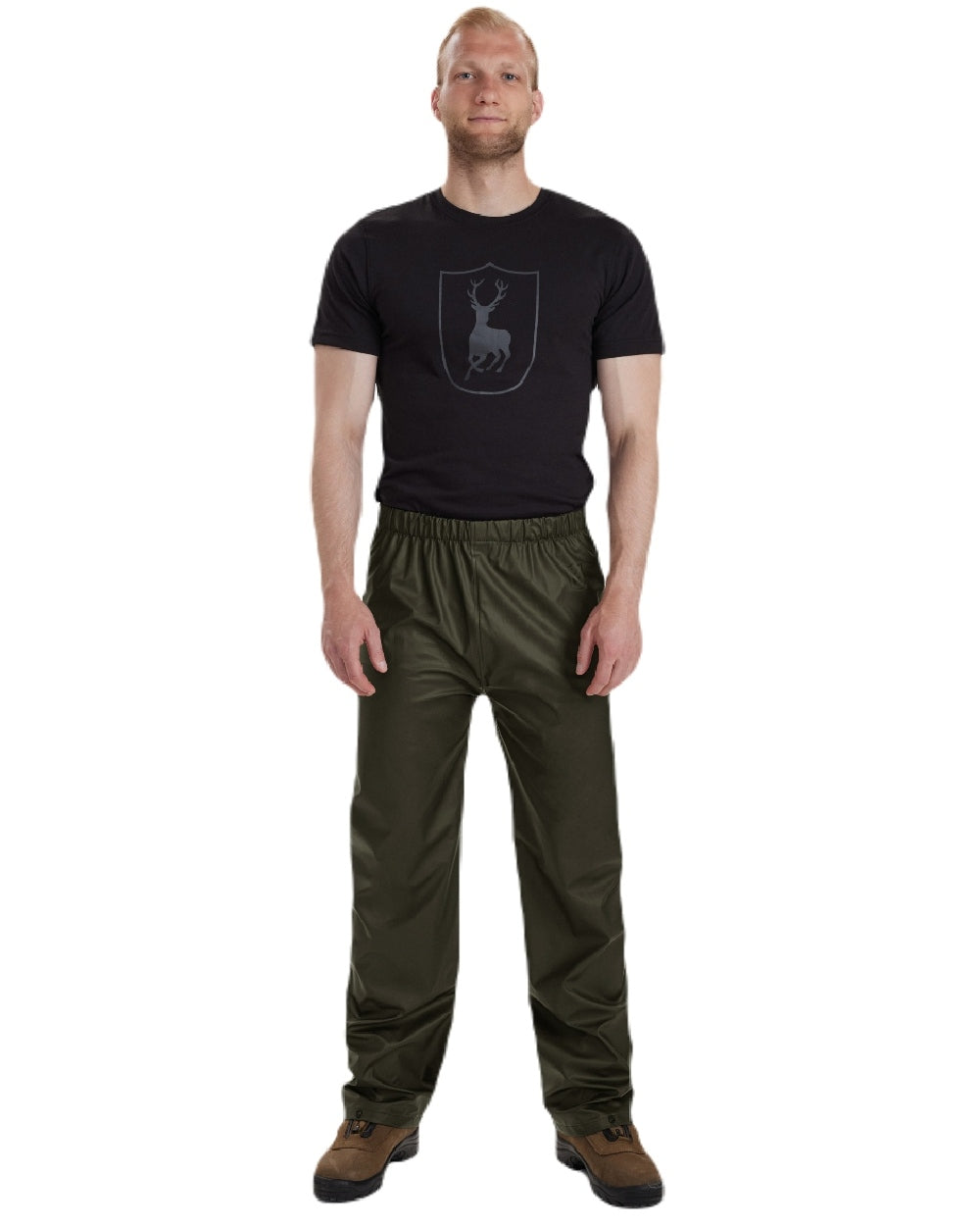 Art Green coloured Deerhunter Hurricane Rain Trousers on white background #colour_art-green