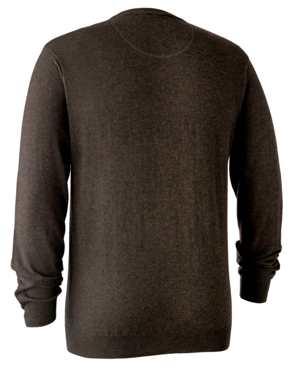 Dark Elm coloured Deerhunter Kingston Knit V-Neck Jumper On white background #colour_dark-elm