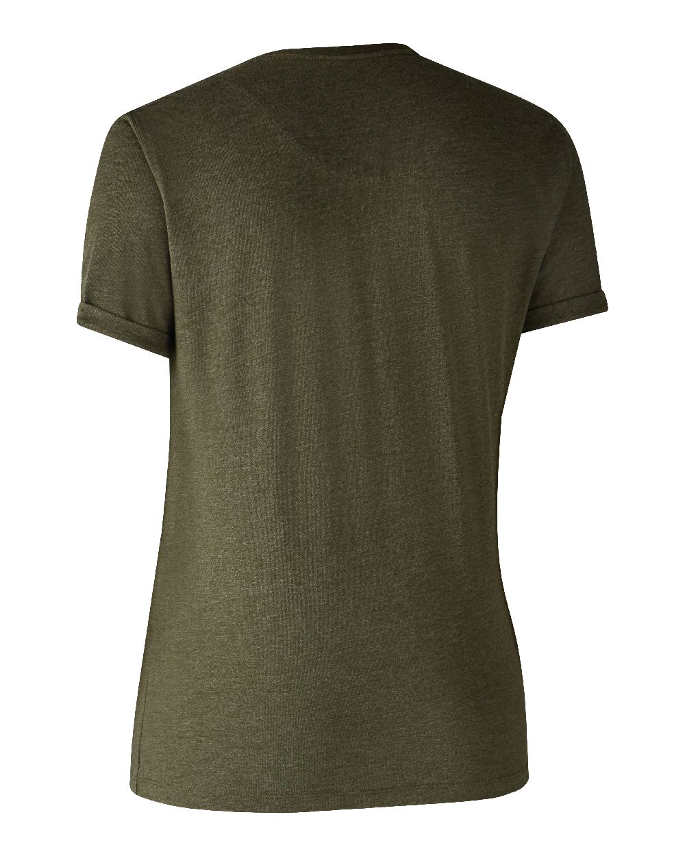 Adventure Green Melange Brown Leaf Melange coloured Deerhunter Ladies Basic 2-Pack T-Shirt on white background #colour_adventure-green-melange-brown-leaf-melange