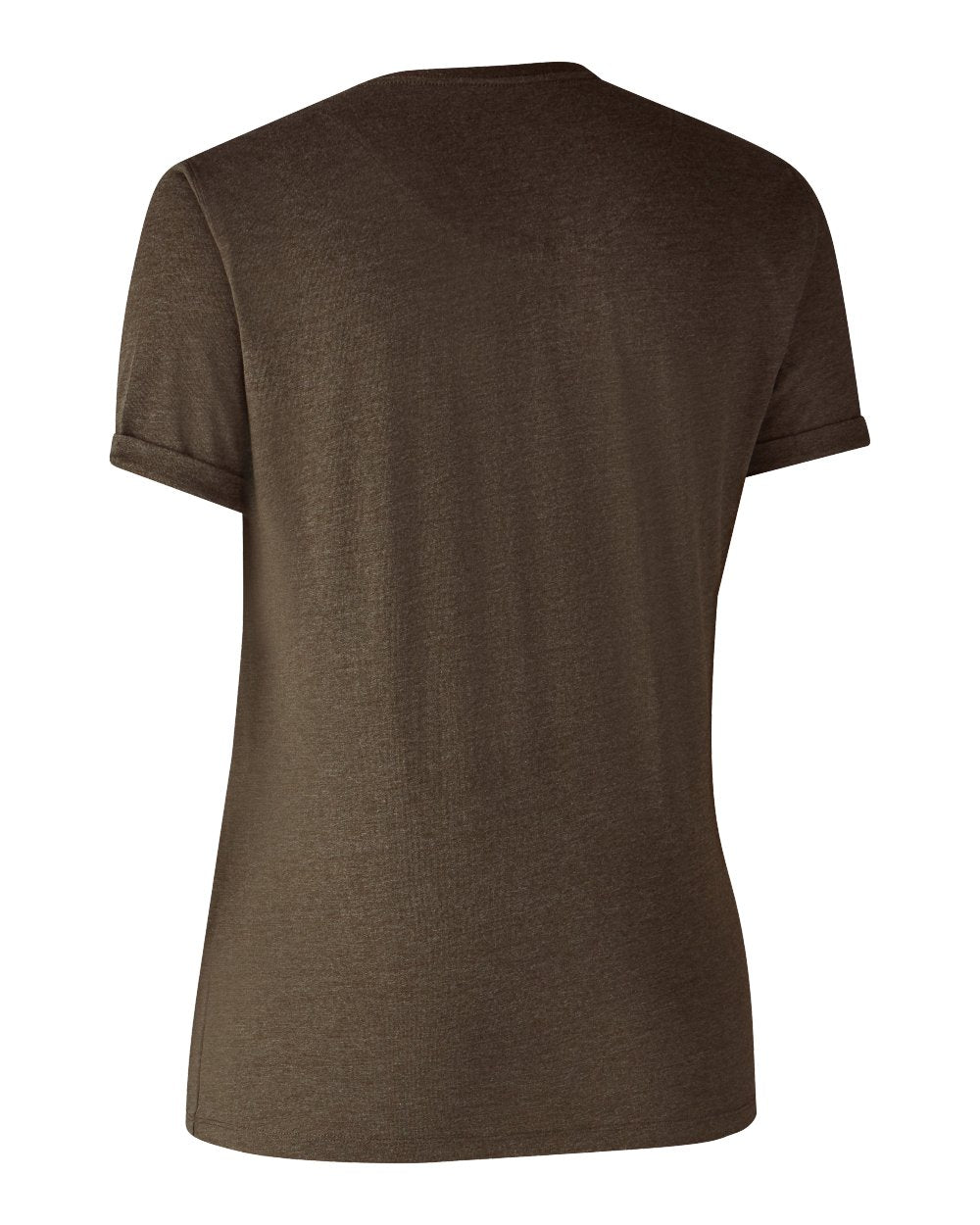 Brown Leaf Melange coloured Deerhunter Ladies Basic 2-Pack T-Shirt on white background #colour_brown-leaf-melange