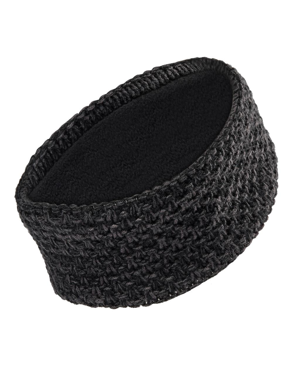 Black coloured Deerhunter Ladies Knitted Headband on white background #colour_black