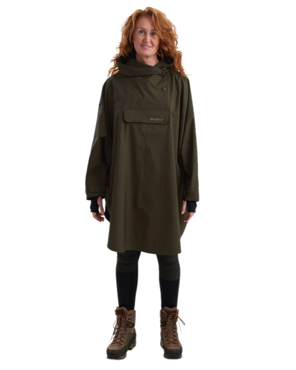 Canteen Coloured Deerhunter Ladies Waterproof Rain Poncho on white background #colour_canteen