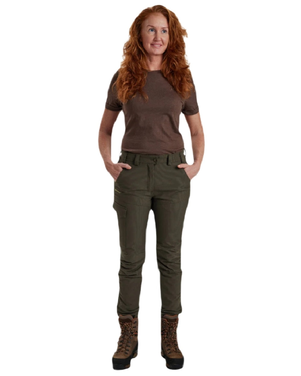 Palm Green coloured Deerhunter Lady Ann Extreme Boot Trousers with Membrane on white background #colour_palm-green