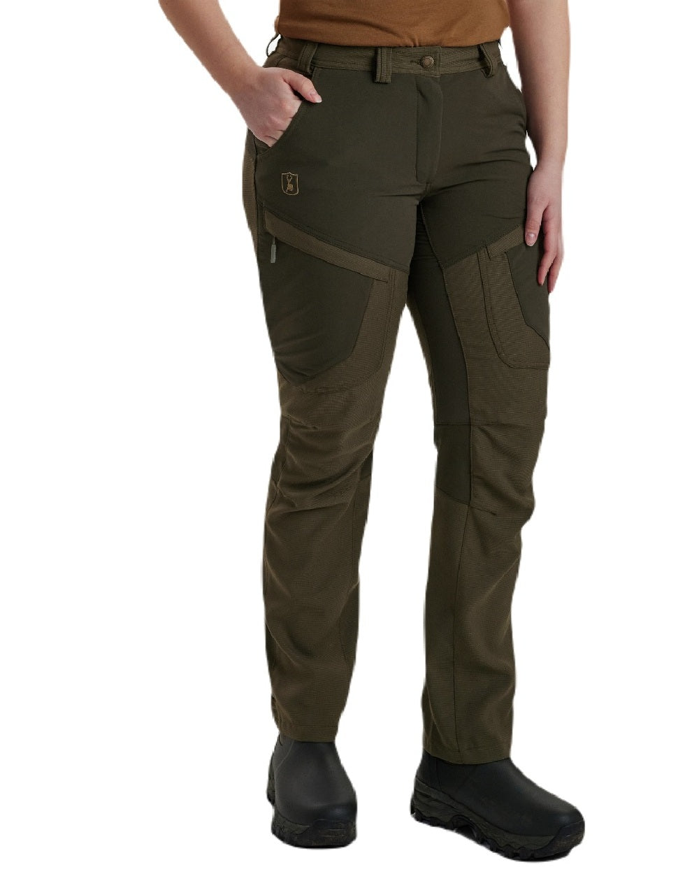 Palm Green coloured Deerhunter Lady Ann Extreme Trousers on white background #colour_palm-green