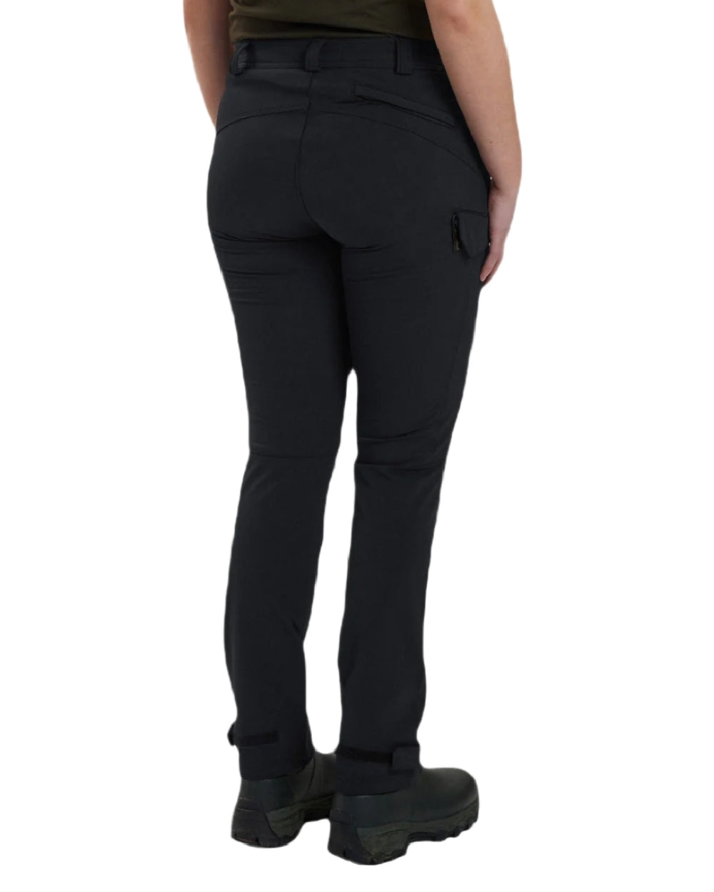 Black coloured Deerhunter Lady Ann Stretch Trousers on white background #colour_black