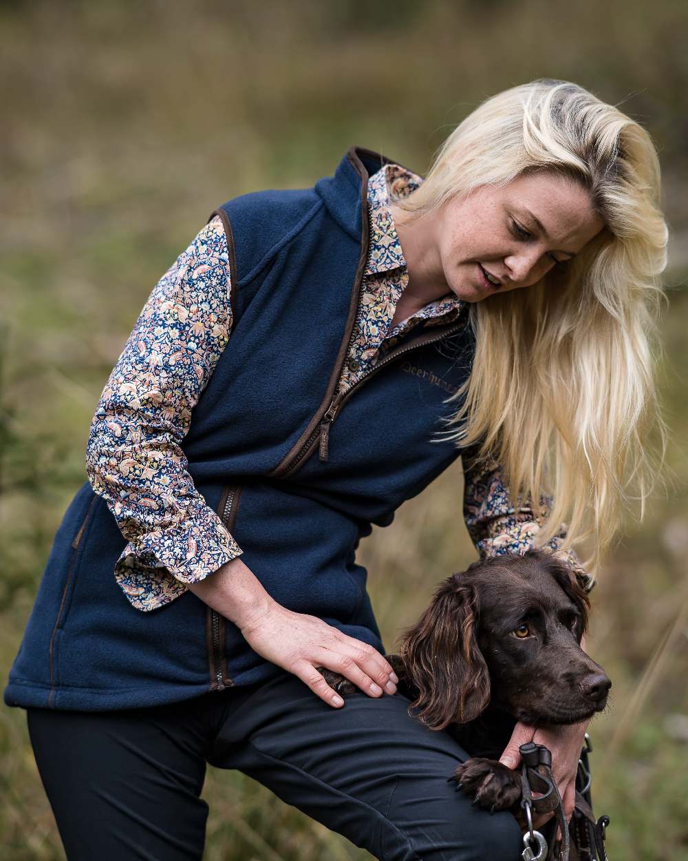 Black coloured Deerhunter Lady Ann Stretch Trousers on blurry background #colour_black