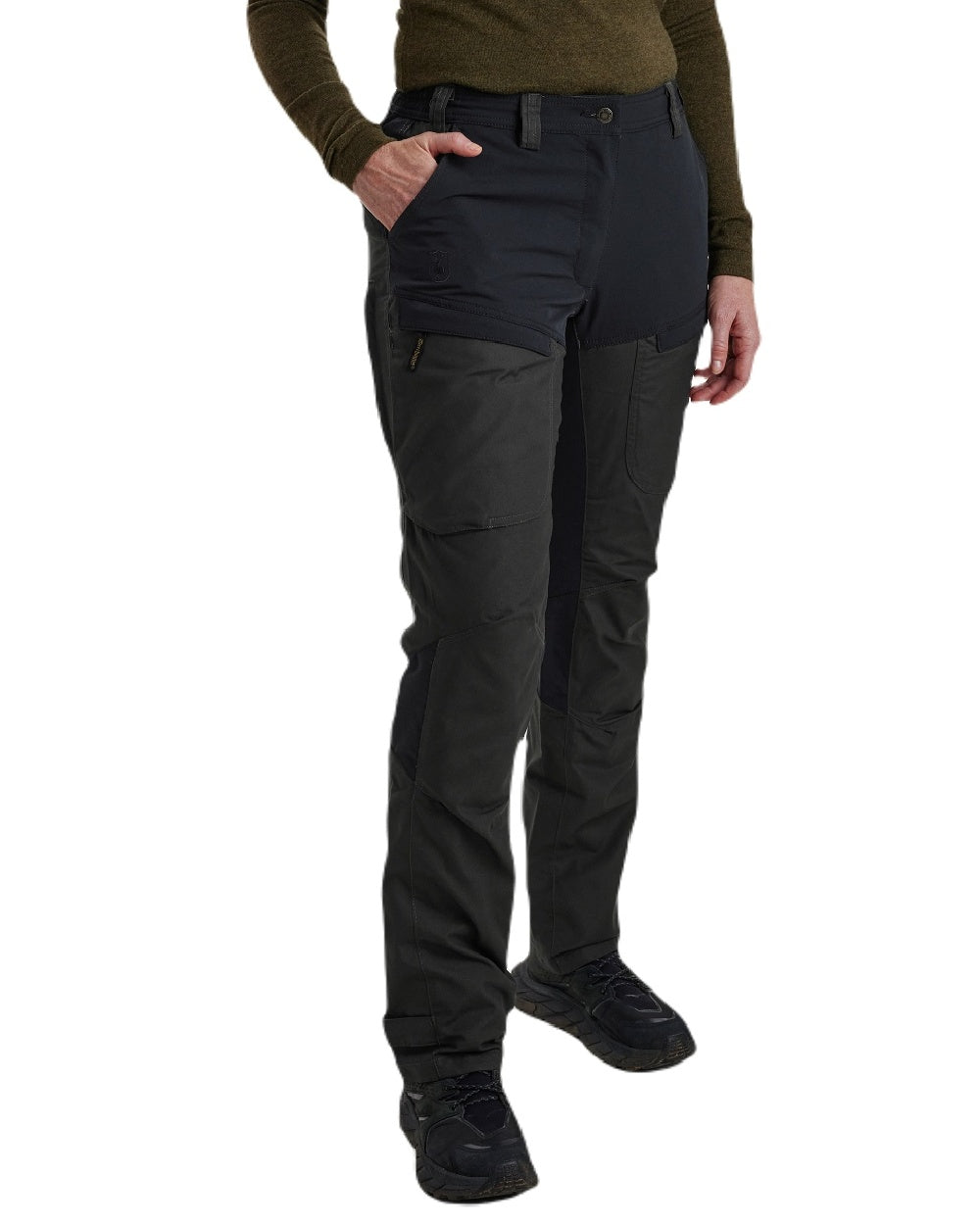 Black Ink coloured Deerhunter Lady Ann Trousers With Membrane on white background #colour_black-ink