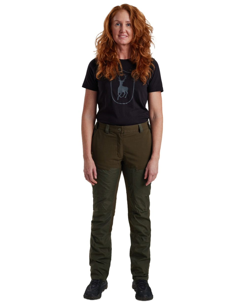 Deep Green coloured Deerhunter Lady Ann Trousers With Membrane on white background #colour_deep-green
