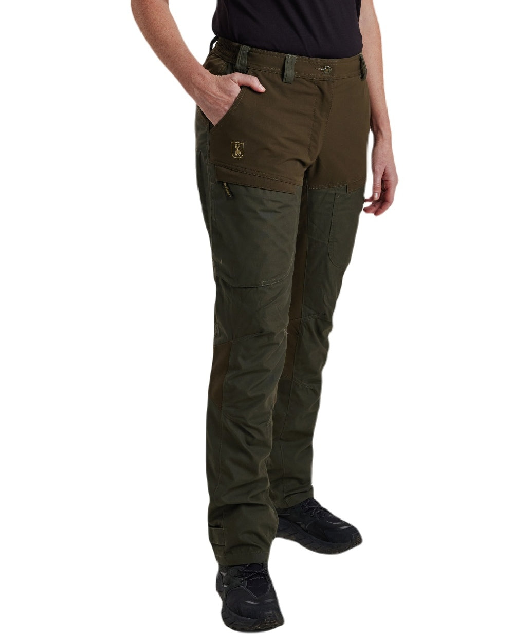Deep Green coloured Deerhunter Lady Ann Trousers With Membrane on white background #colour_deep-green