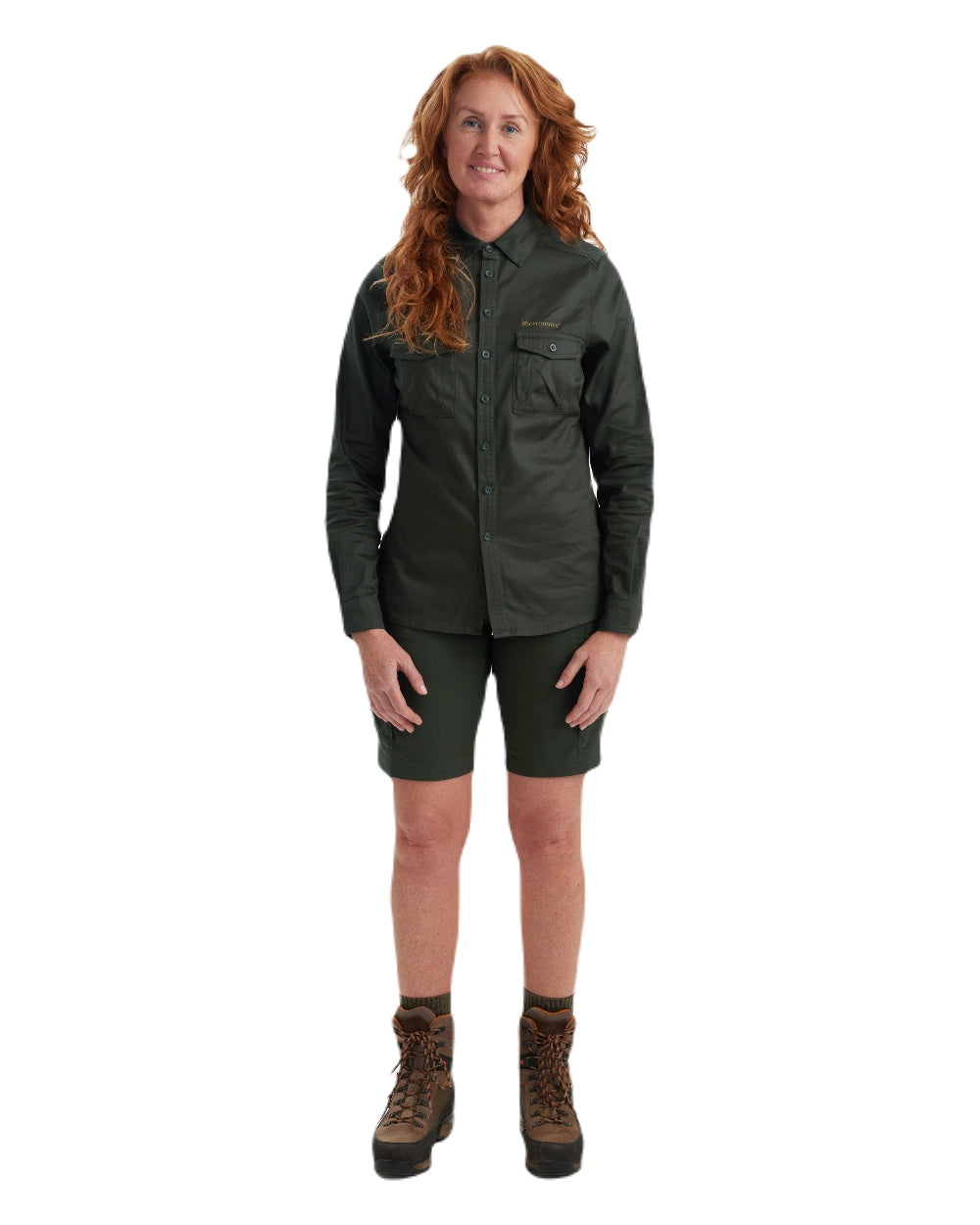 Timber coloured Deerhunter Lady Atlas Shirt on white background #colour_timber