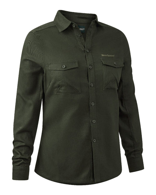 Timber coloured Deerhunter Lady Atlas Shirt on white background #colour_timber