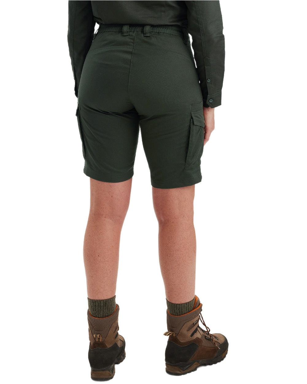 Timber coloured Deerhunter Lady Atlas Shorts on white background #colour_timber