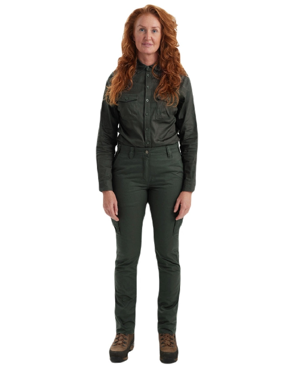 Timber coloured Deerhunter Lady Atlas Trousers on white background #colour_timber