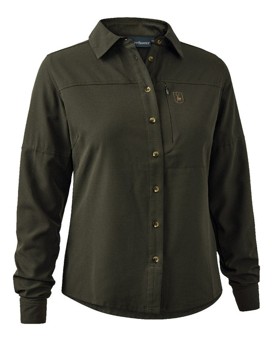 Forest Green coloured Deerhunter Lady Canopy Shirt on white background #colour_forest-green