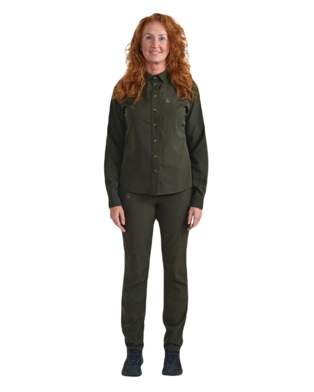 Forest Green coloured Deerhunter Lady Canopy Shirt on white background #colour_forest-green
