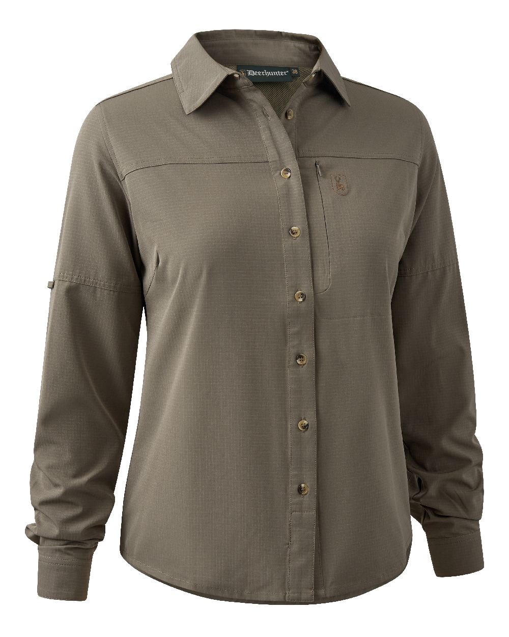 Stone Grey coloured Deerhunter Lady Canopy Shirt on white background #colour_stone-grey