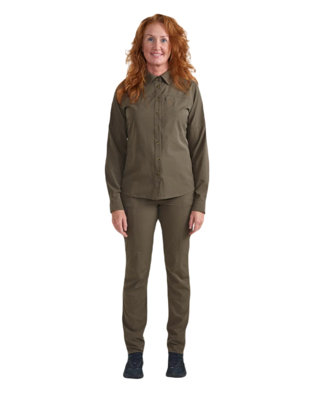 Stone Grey coloured Deerhunter Lady Canopy Shirt on white background #colour_stone-grey