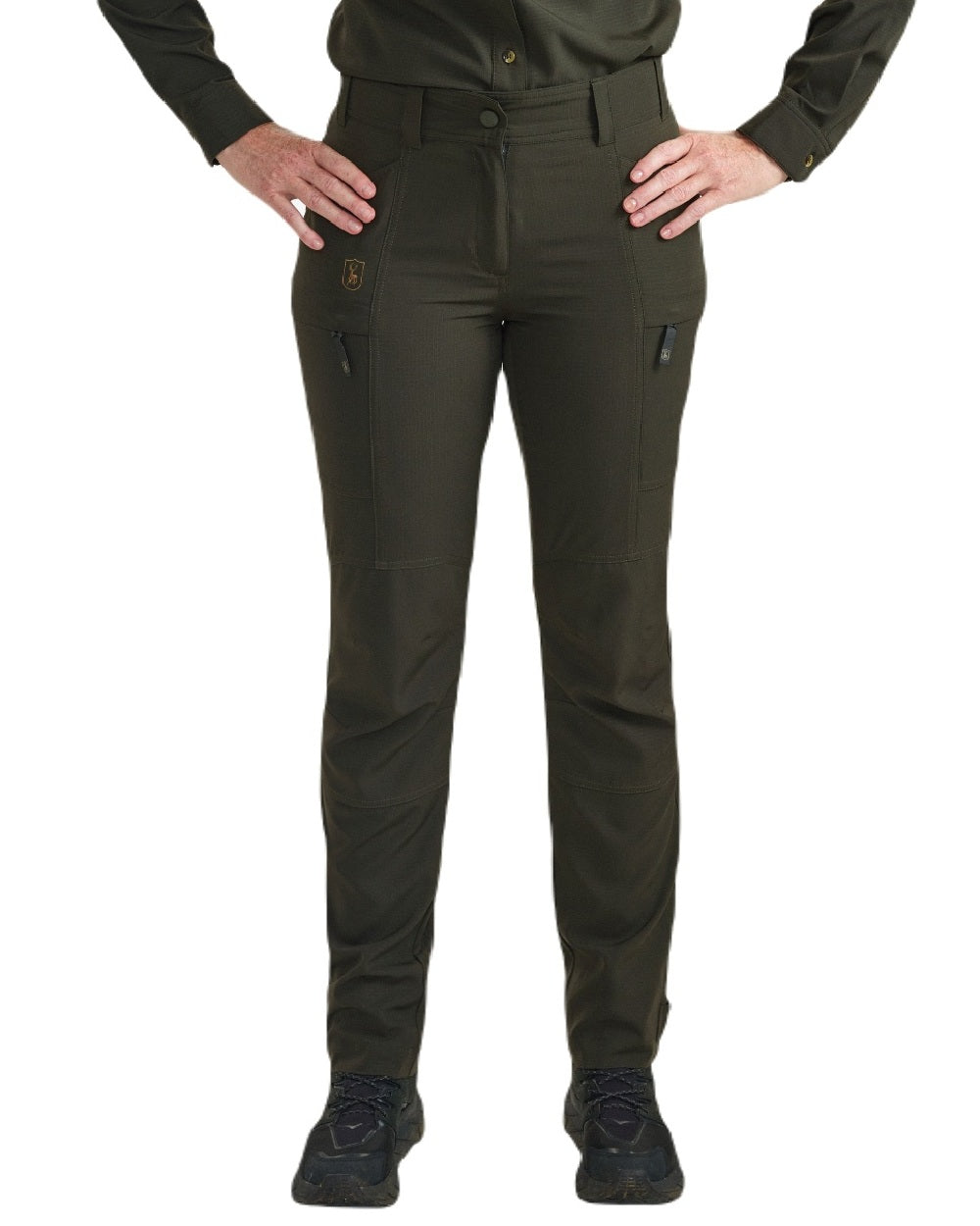 Forest Green coloured Deerhunter Lady Canopy Trousers on white background #colour_forest-green