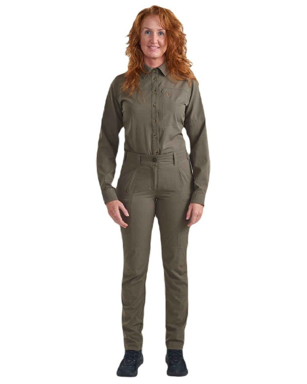 Stone Grey coloured Deerhunter Lady Canopy Trousers on white background #colour_stone-grey