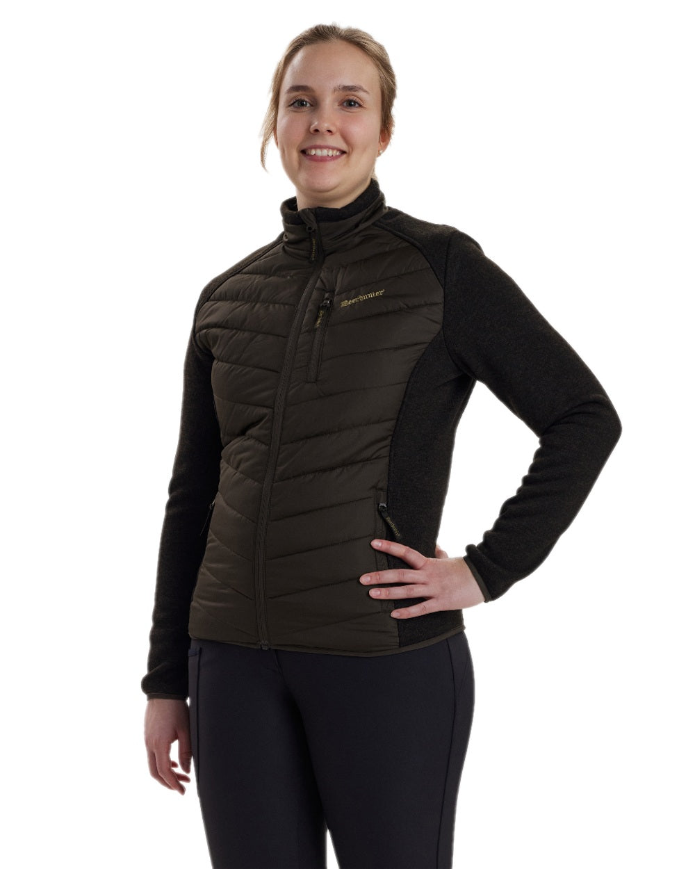 Brown Leaf Coloured Deerhunter Lady Caroline Padded Jacket on white background #colour_brown-leaf