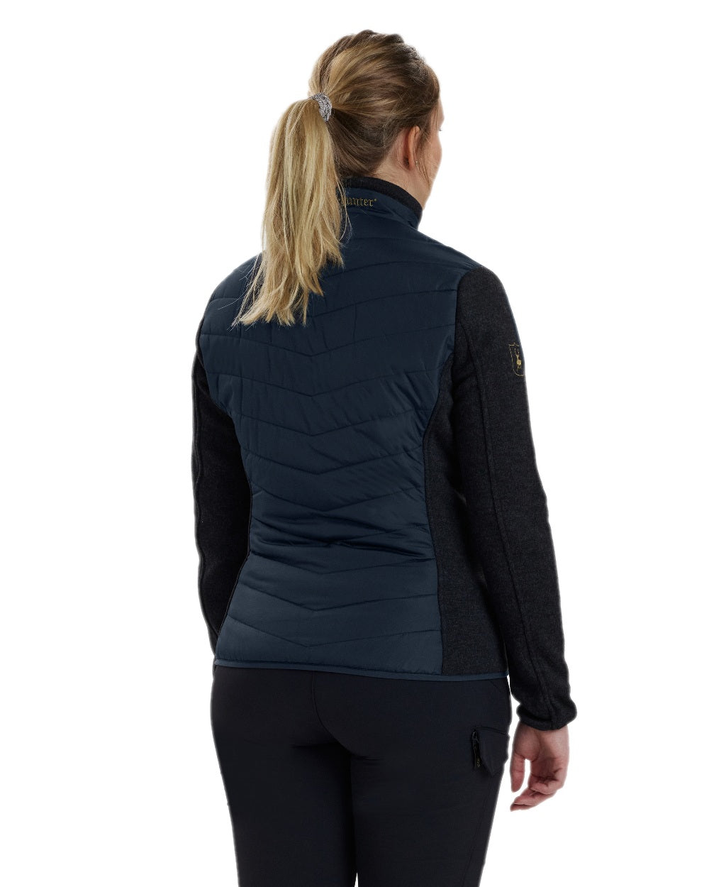 Dark Blue Coloured Deerhunter Lady Caroline Padded Jacket on white background #colour_dark-blue