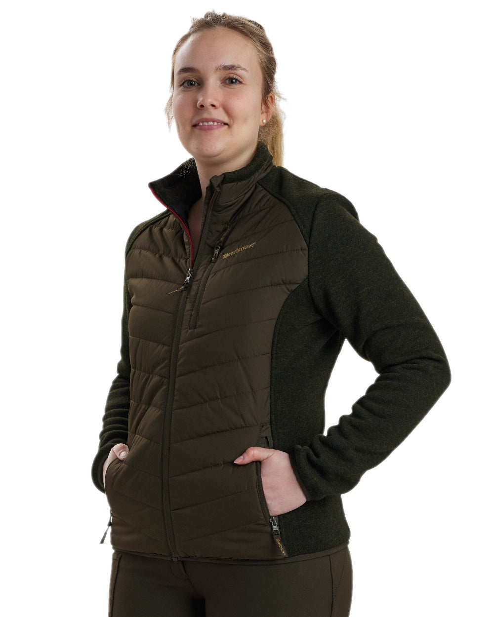 Timber Coloured Deerhunter Lady Caroline Padded Jacket on white background #colour_timber