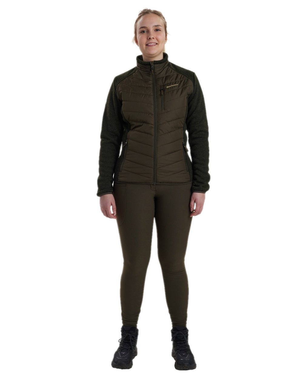 Timber Coloured Deerhunter Lady Caroline Padded Jacket on white background #colour_timber