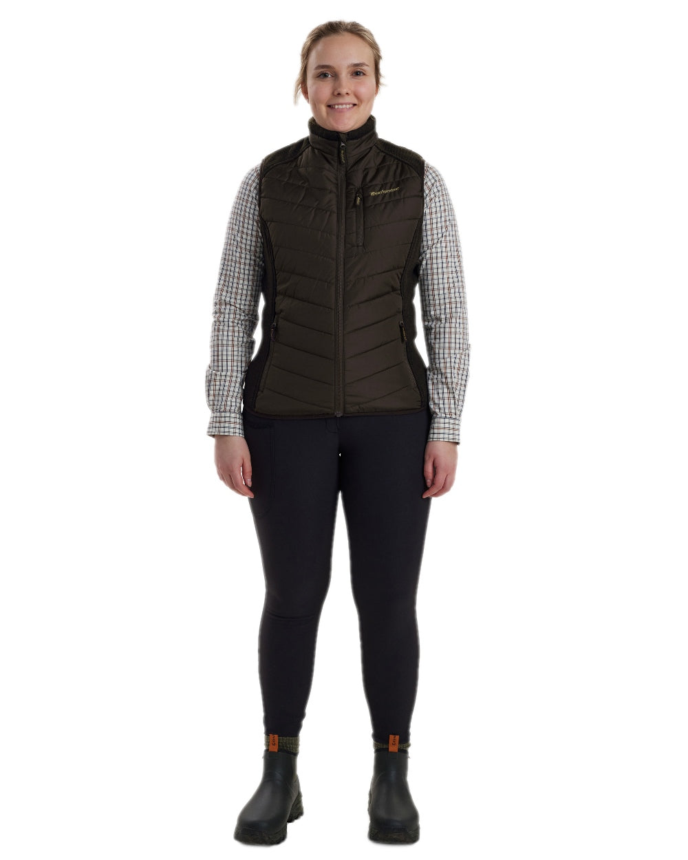 Brown Leaf Coloured Deerhunter Lady Caroline Padded Waistcoat on white background #colour_brown-leaf