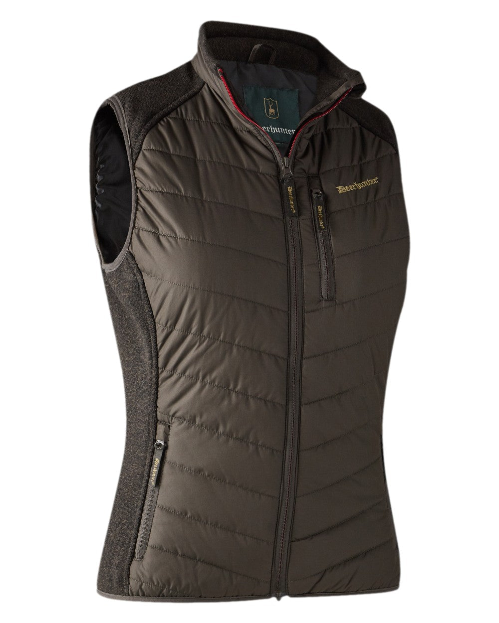 Brown Leaf Coloured Deerhunter Lady Caroline Padded Waistcoat on white background #colour_brown-leaf