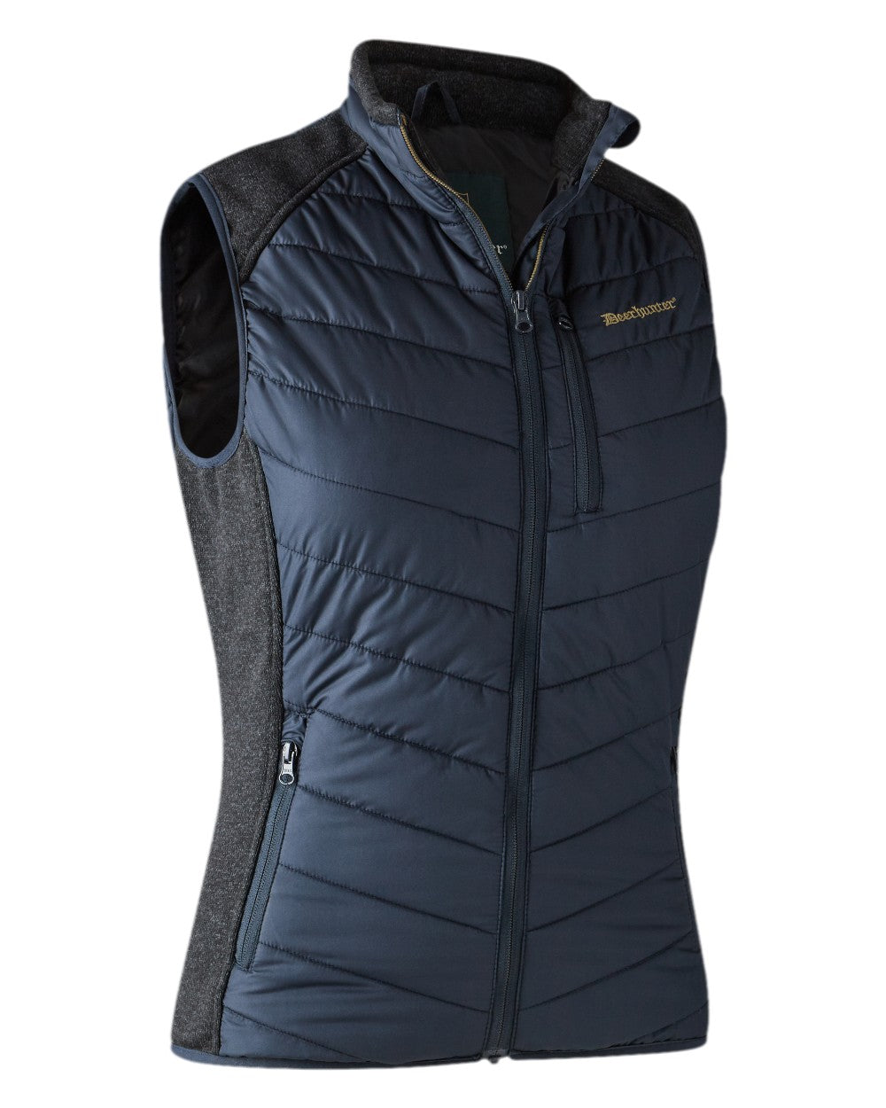 Dark Blue Coloured Deerhunter Lady Caroline Padded Waistcoat on white background #colour_dark-blue
