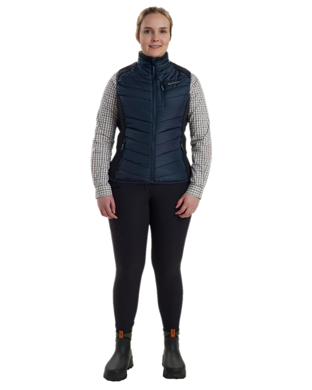 Dark Blue Coloured Deerhunter Lady Caroline Padded Waistcoat on white background #colour_dark-blue