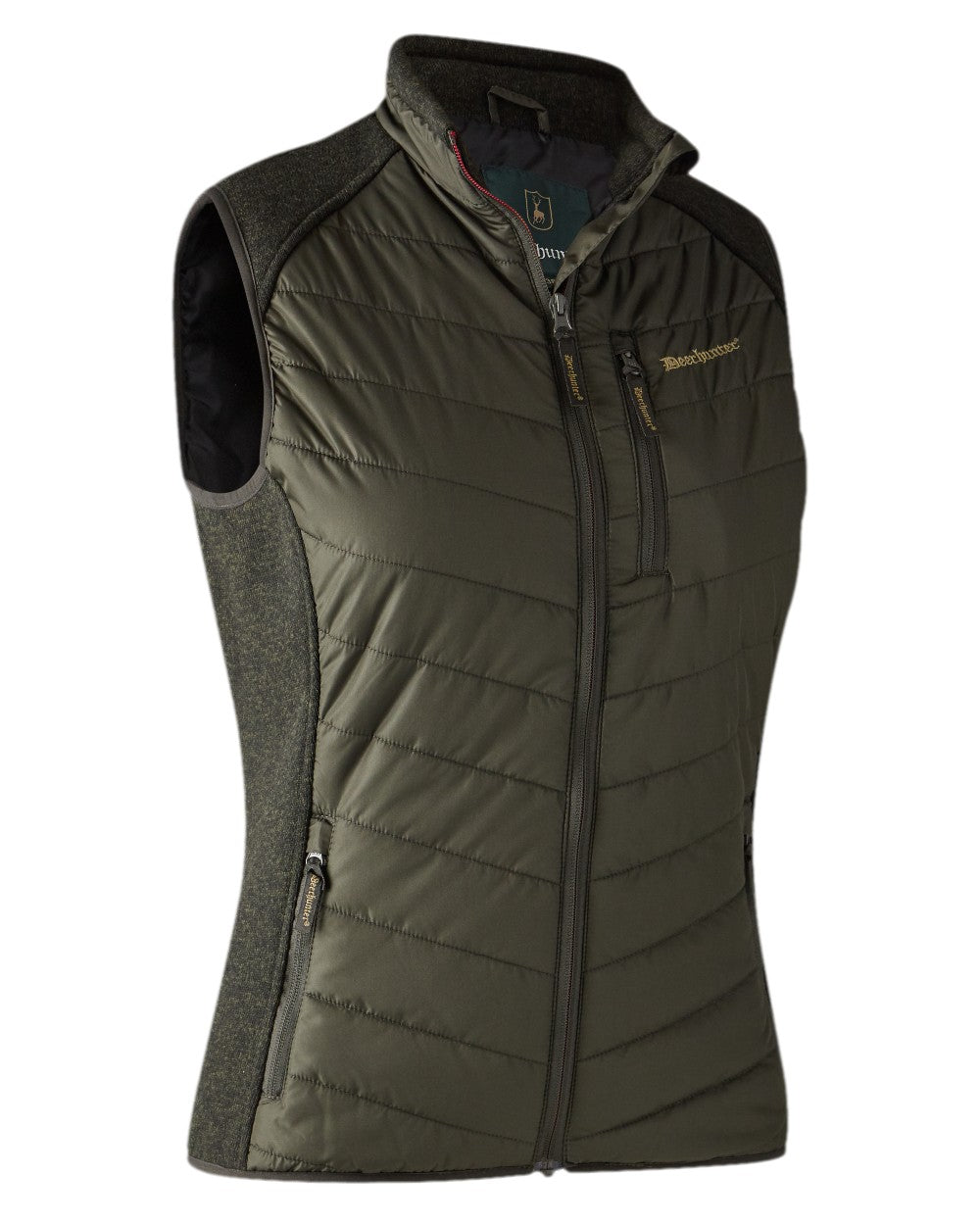 Timber Coloured Deerhunter Lady Caroline Padded Waistcoat on white background #colour_timber