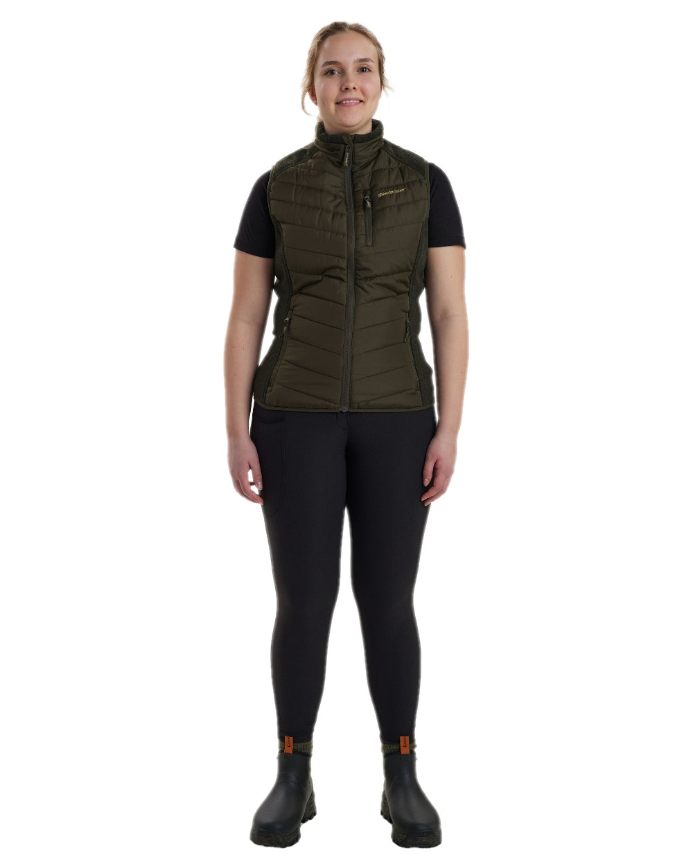 Timber Coloured Deerhunter Lady Caroline Padded Waistcoat on white background #colour_timber