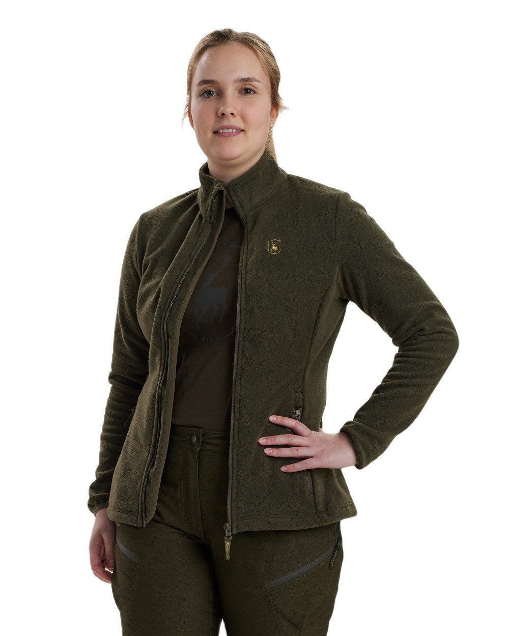 Beluga coloured Deerhunter Lady Chasse Fleece Jacket on white background #colour_beluga