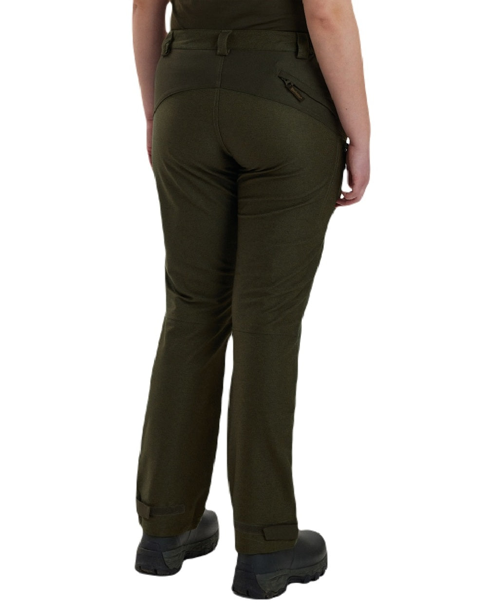 Olive Night Melange coloured Deerhunter Lady Chasse Trousers on white background #colour_olive-night-melange
