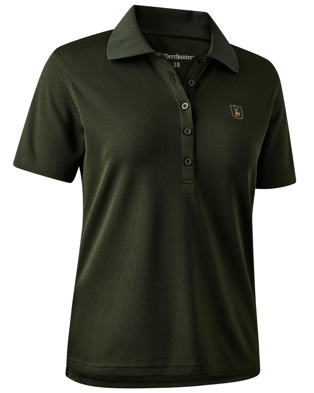 Forest Ember coloured Deerhunter Lady Climate Polo Shirt with 37.5® Technology on white background #colour_forest-ember