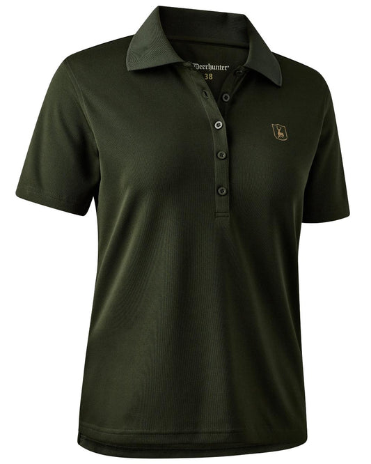 Forest Ember coloured Deerhunter Lady Climate Polo Shirt with 37.5® Technology on white background #colour_forest-ember