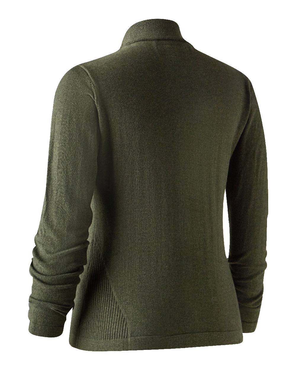 Green Melange coloured Deerhunter Lady Darlington Full Zip Cardigan on white background #colour_green-melange