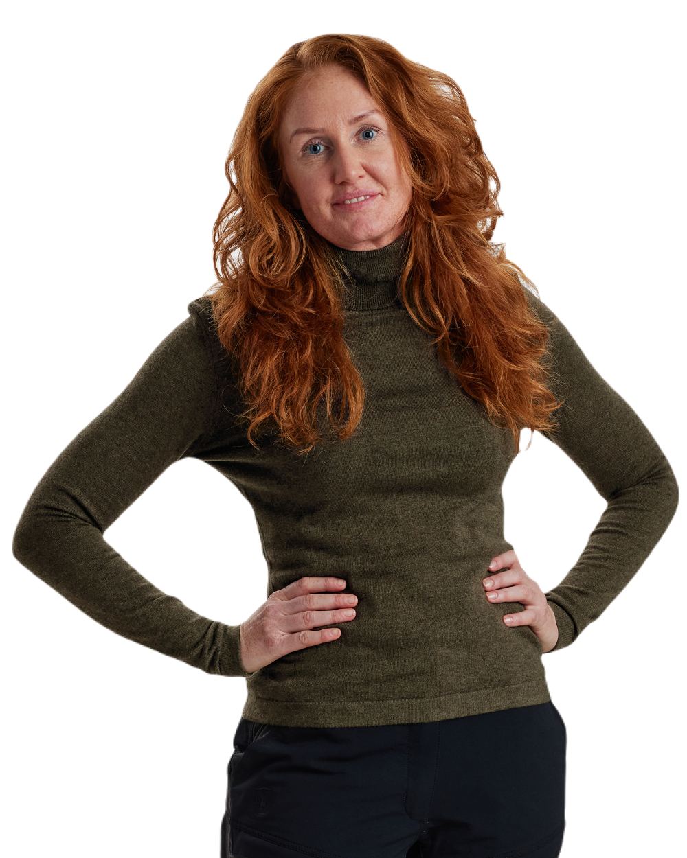 Cypress coloured Deerhunter Lady Darlington Roll Neck on white background #colour_cypress